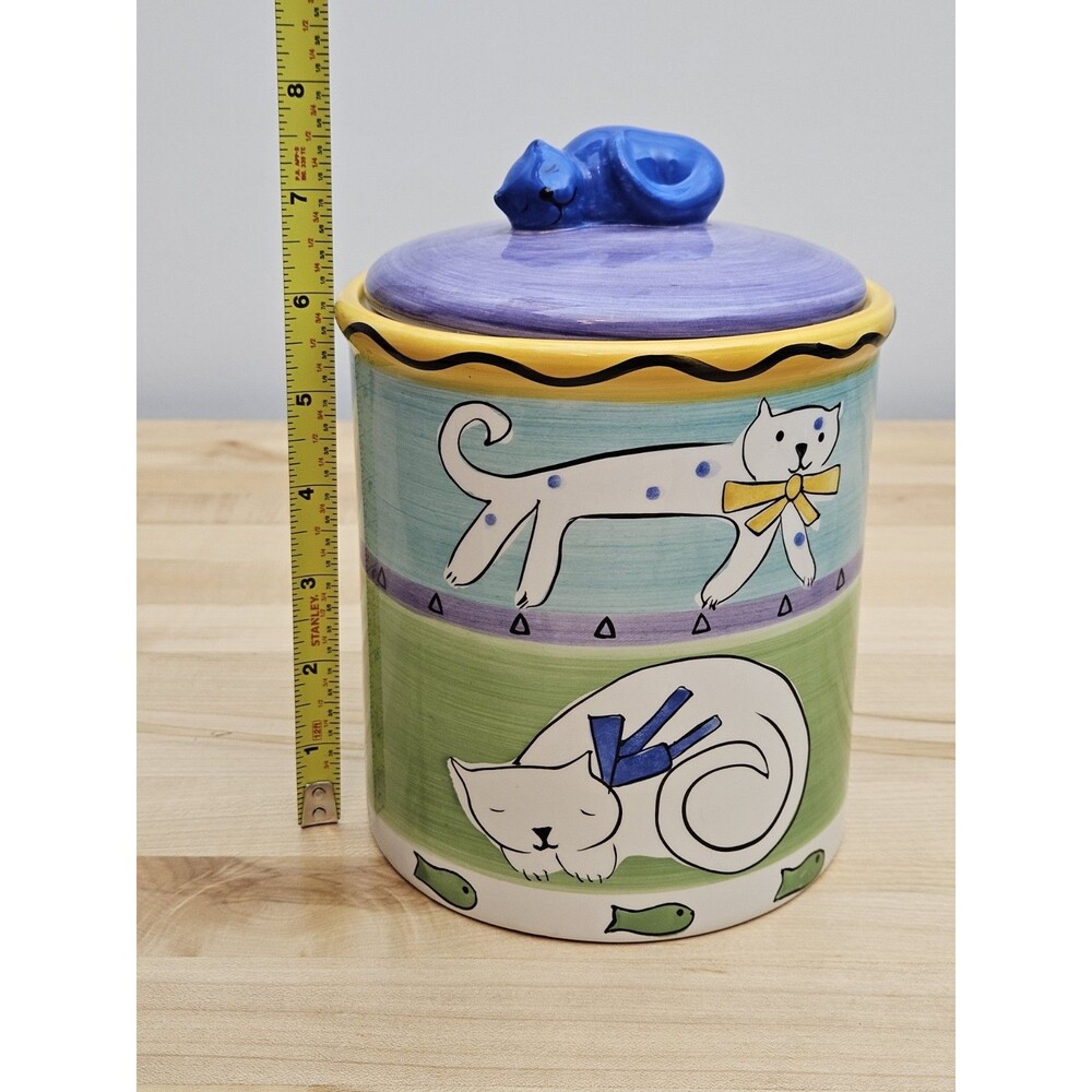 Trish Richman At Home Cat Good Kitty Ceramic Treat Canister Jar Hand Painted - Picture 6 of 8